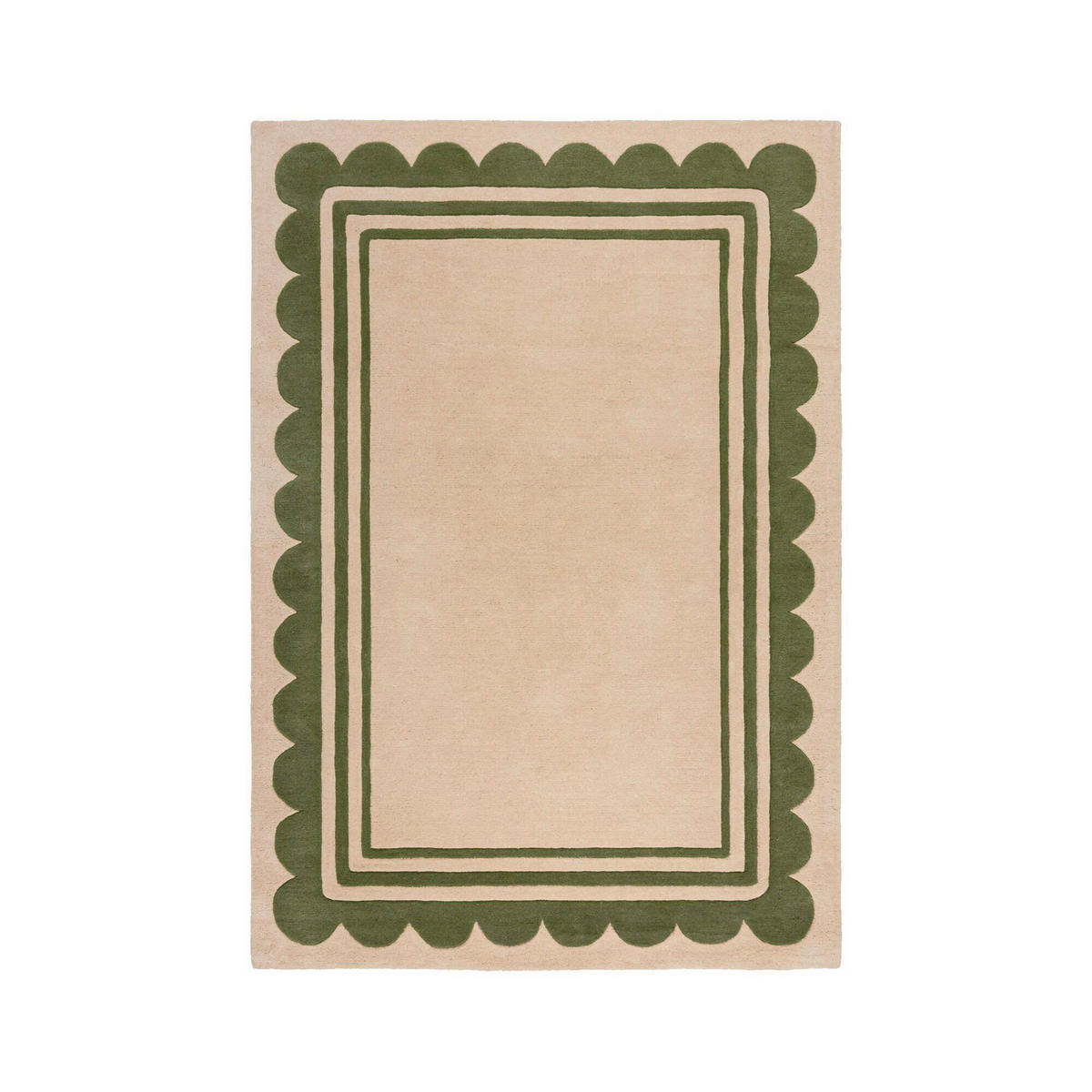 HANDWEBTEPPICH 160/230 cm LOIS Grün, Beige  - Beige/Grün, KONVENTIONELL, Textil (160/230cm)