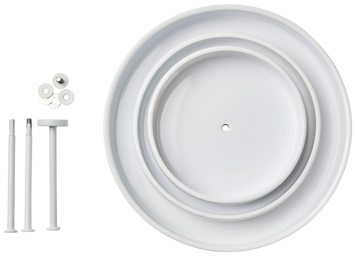 ETAGERE 3-stöckig - Weiß, Trend, Keramik/Metall (24,5/34,9cm) - Novel