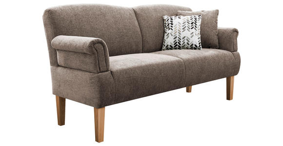 SOFA Flachgewebe Braun  - Naturfarben/Braun, ROMANTIK / LANDHAUS, Holz/Textil (181/98/81cm) - Cantus