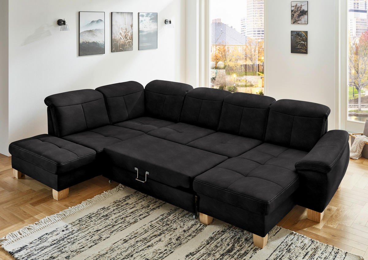 WOHNLANDSCHAFT in Mikrofaser Anthrazit  - Wildeiche/Anthrazit, Konventionell, Holz/Textil (243/343/185cm) - Voleo