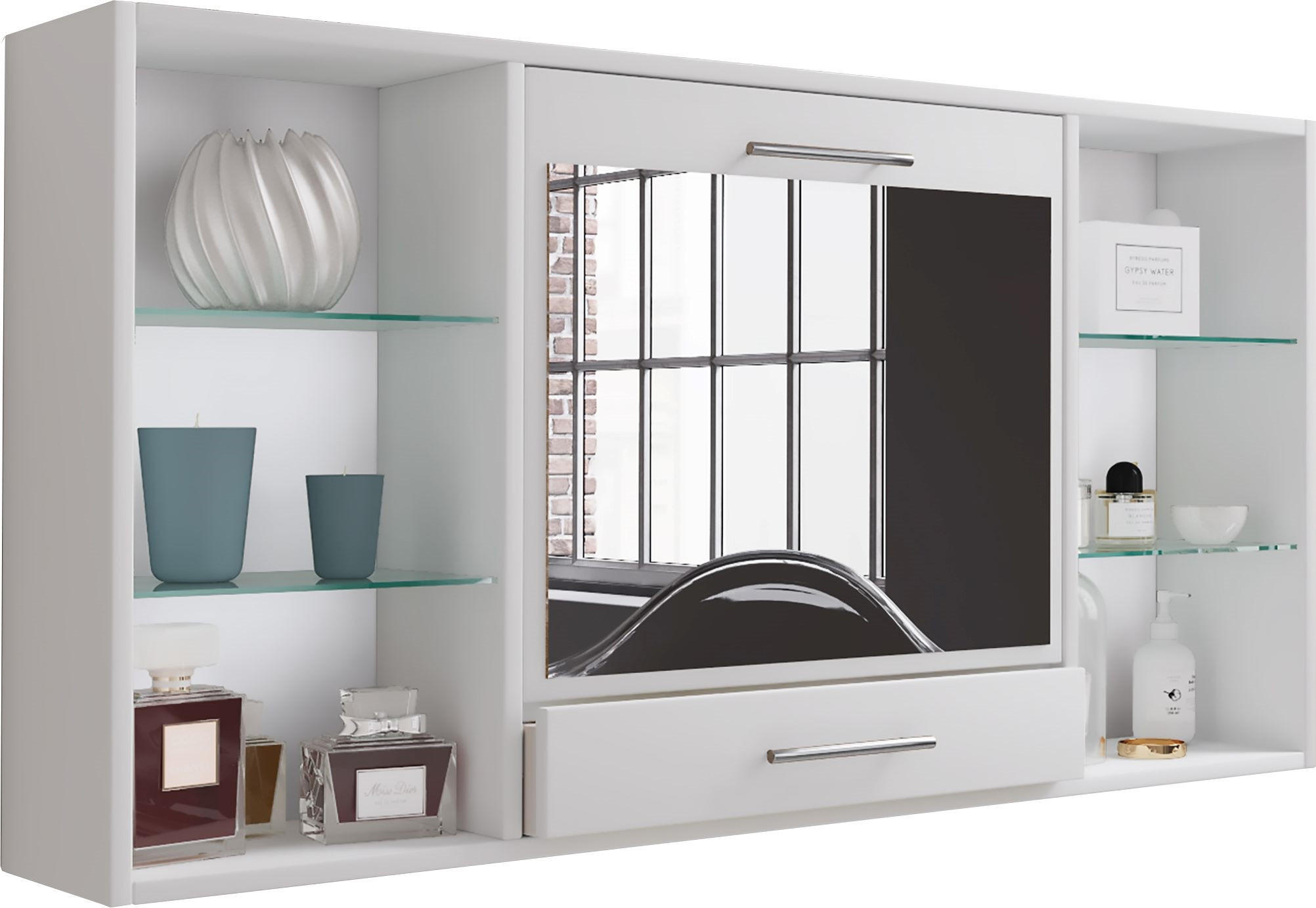VÄGGHYLLPLAN  - vit/aluminiumfärg, Modern, metall/trämaterial (115cm) - MID.YOU