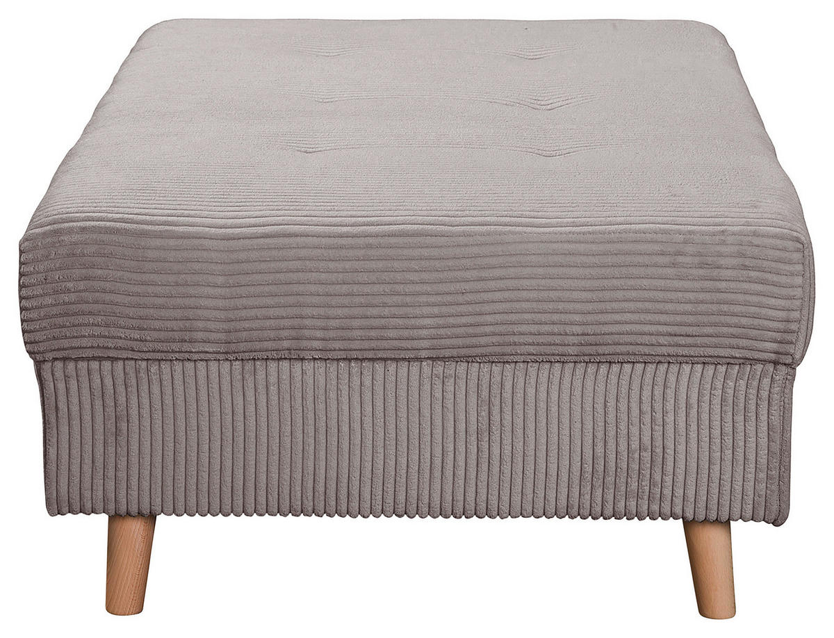 ECKSOFA inkl. Hocker Ariella Grau Cord  - Naturfarben/Grau, Design, Holz/Textil (231/161cm) - Livetastic