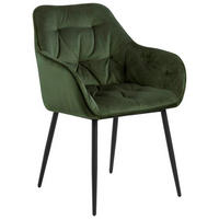 STOL MED ARMSTÖD stål velour  - grön/svart, Trend, metall/textil (58/83/55cm)