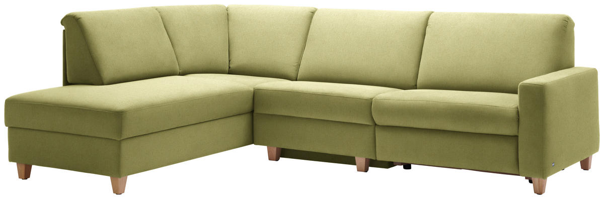 ECKSOFA in Flachgewebe Hellgrün  203/261 cm  - Eichefarben/Hellgrün, KONVENTIONELL, Holz/Textil (203/261cm) - Sedda