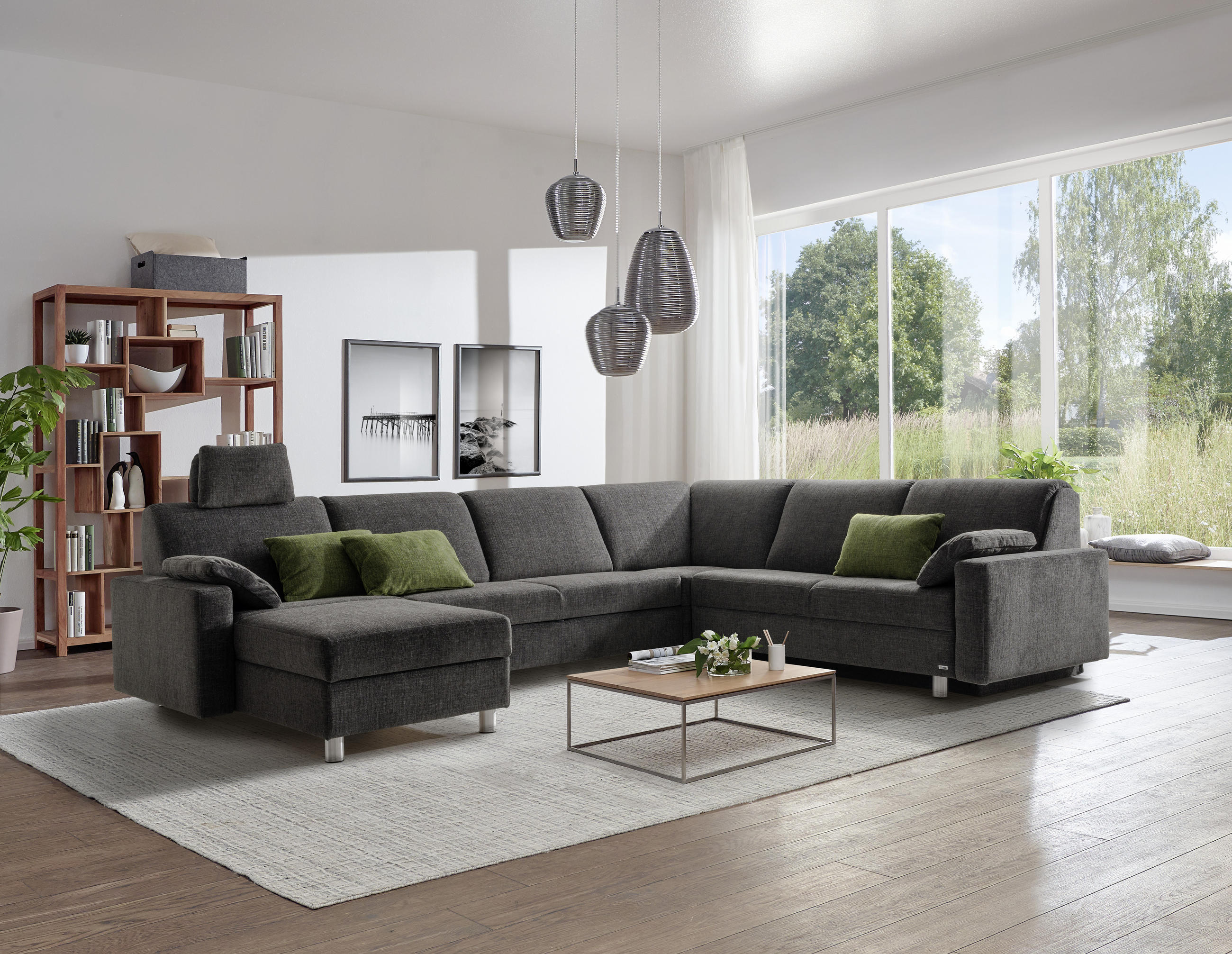 WOHNLANDSCHAFT in Chenille Anthrazit  - Anthrazit/Alufarben, KONVENTIONELL, Textil (237/323/158cm) - Sedda