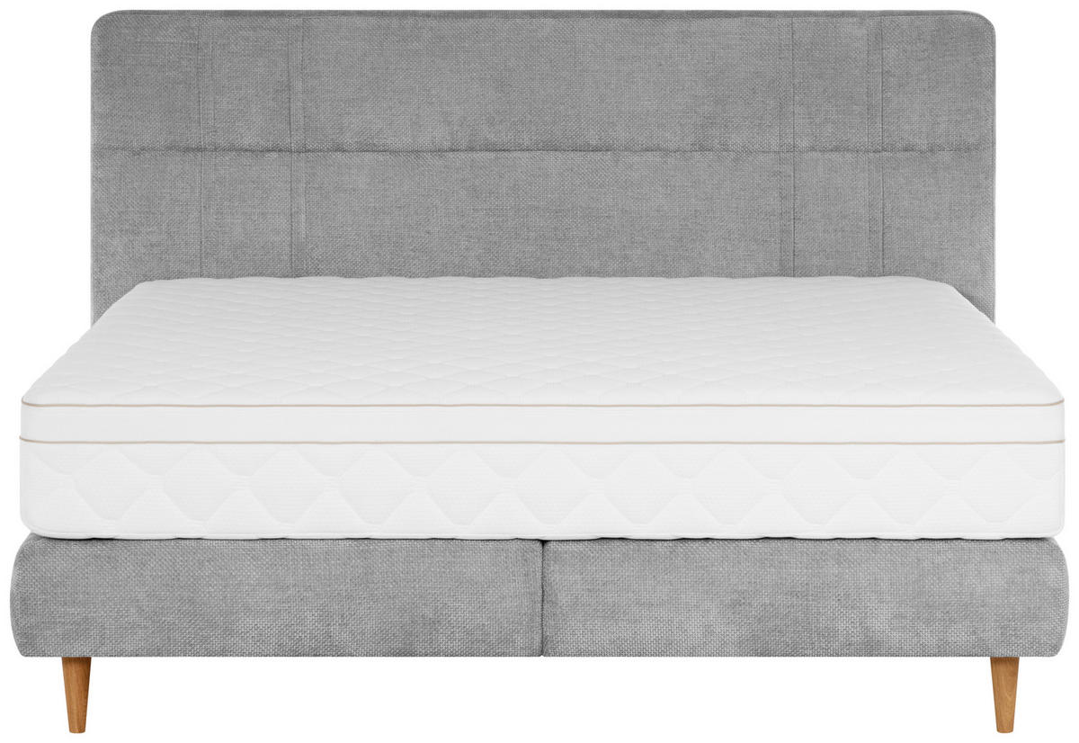 BOXSPRINGBETT - Eichefarben/Grau, MODERN, Holz/Textil (180/200cm) - Welnova