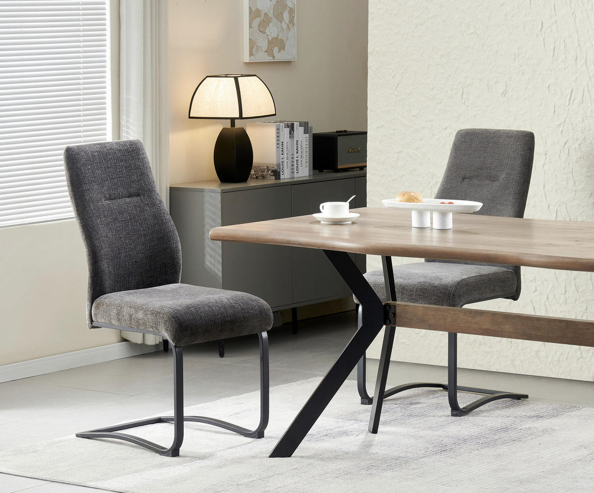 SCHWINGSTUHL-SET 2 Stück  in Webstoff  - Anthrazit/Schwarz, MODERN, Textil/Metall (43/98/59cm) - MID.YOU