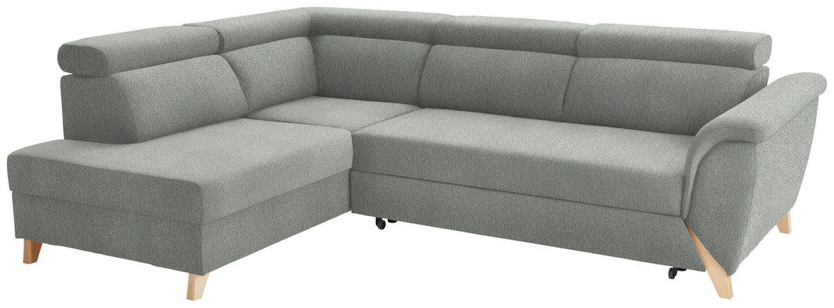 ECKSOFA in Struktur Grau  200/265 cm  - Naturfarben/Grau, KONVENTIONELL, Holz/Textil (200/265cm) - Stylife
