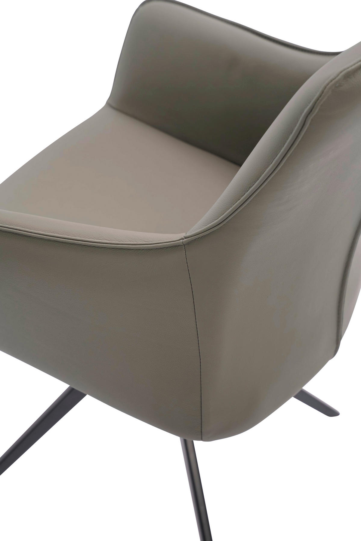 STOLICA S NASLONOM ZA RUKE  siva, crna  metal, koža      - siva/crna, Design, koža/metal (64/87/60cm) - Novel