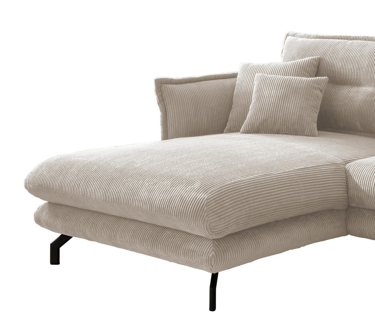 ECKSOFA in Cord Beige  180/255 cm  - Beige/Schwarz, MODERN, Textil/Metall (180/255cm) - Livetastic