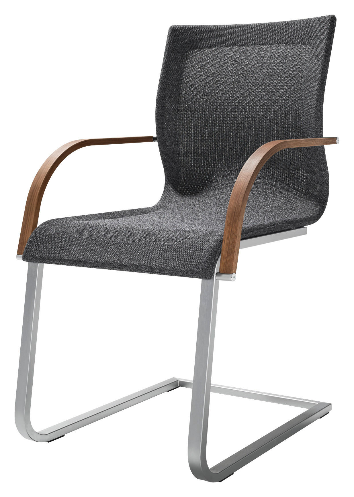 ARMLEHNSTUHL  in Stahl Netzbespannung  - Edelstahlfarben/Dunkelgrau, Design, Holz/Textil (47/93/62cm) - Team 7