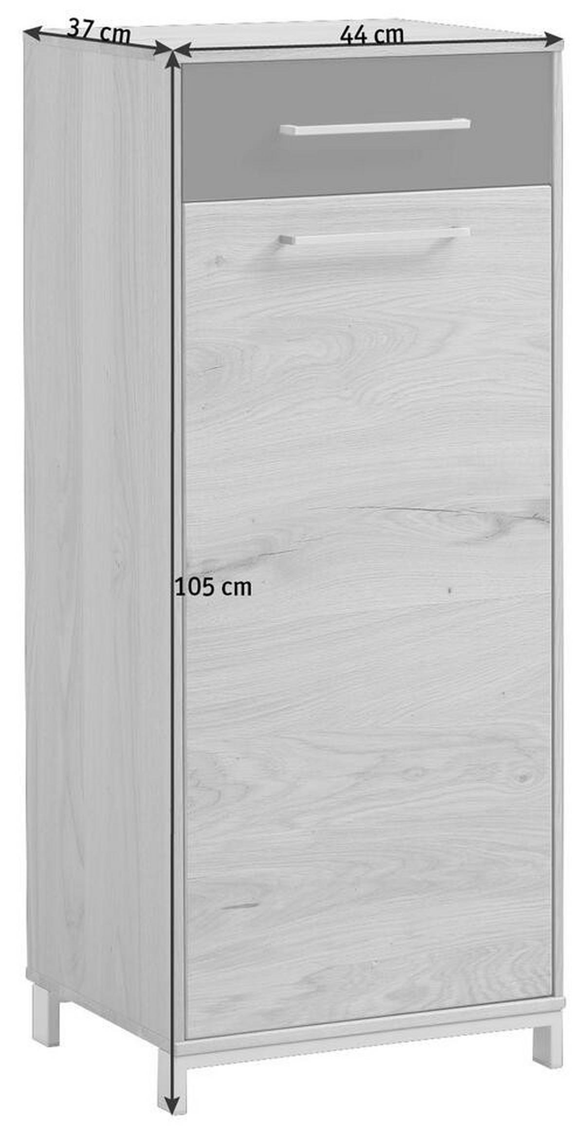 SCHUHSCHRANK  in 44/105/37 cm  - Edelstahlfarben/Eichefarben, Natur, Glas/Holz (44/105/37cm) - Novel