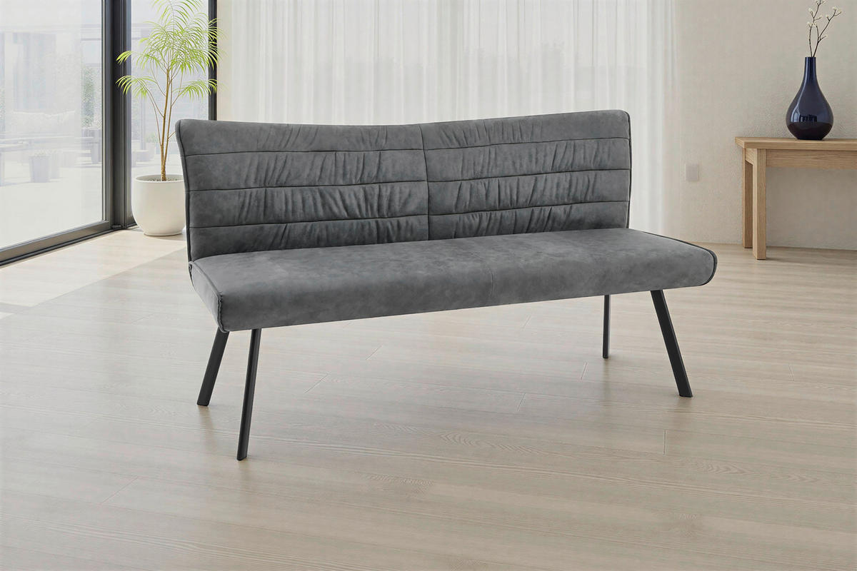 STUHL-SET  in Stahl Mikrofaser  - Anthrazit, MODERN, Textil/Metall (161/90/63cm) - MID.YOU