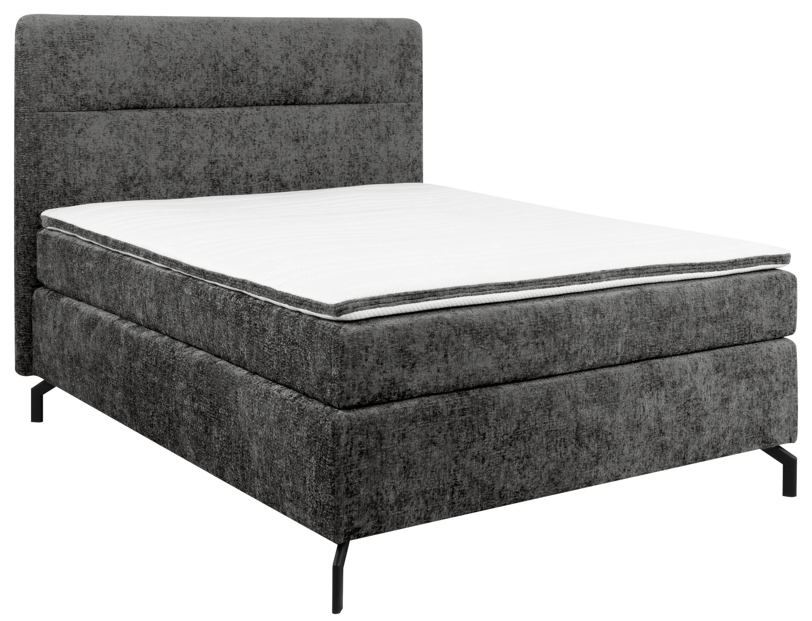 POSTELJA BOXSPRING 140 cm x 200 cm , tekstil antracit - črna/antracit, Design, kovina/tekstil (140/200cm) - Esposa
