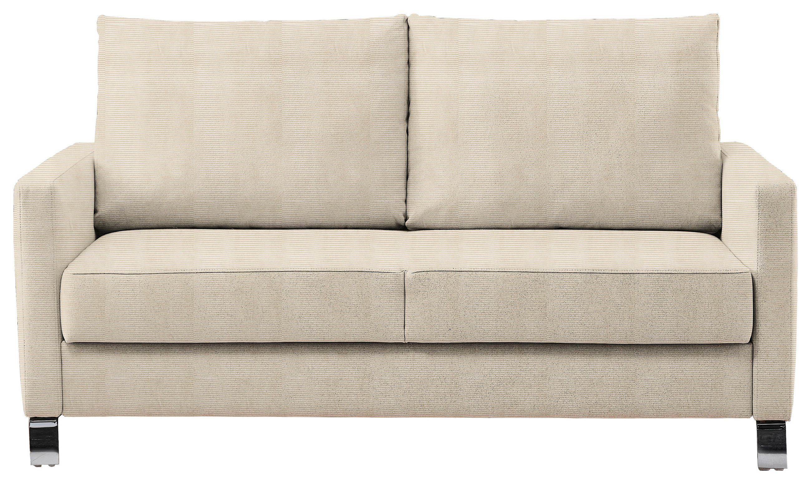 SCHLAFSOFA Flexa Feincord Beige  inkl. Rückenkissen, Bettkasten, Schlaffunktion, Rücken echt, Relaxfunktion, Stauraum  - Chromfarben/Beige, Design, Textil/Metall (140/90/95cm) - Bali
