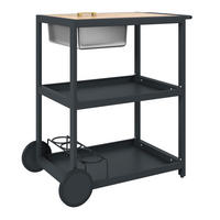 Cărucior Servire De Grădină - culoare zinc/antracit, Lifestyle, plastic/metal (78/91/50cm) - Ambia Garden