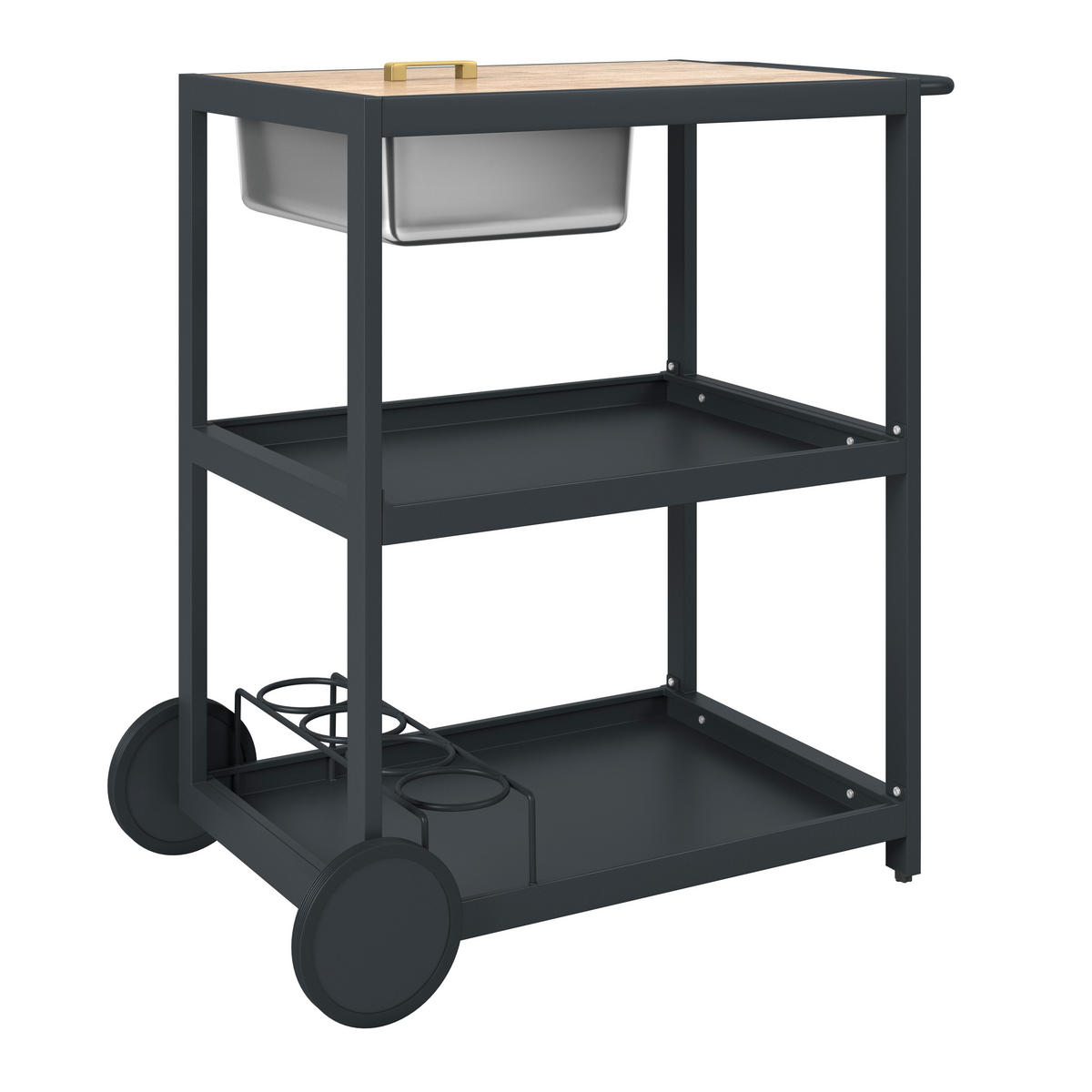 Cărucior Servire De Grădină - culoare zinc/antracit, Lifestyle, plastic/metal (78/91/50cm) - Ambia Garden