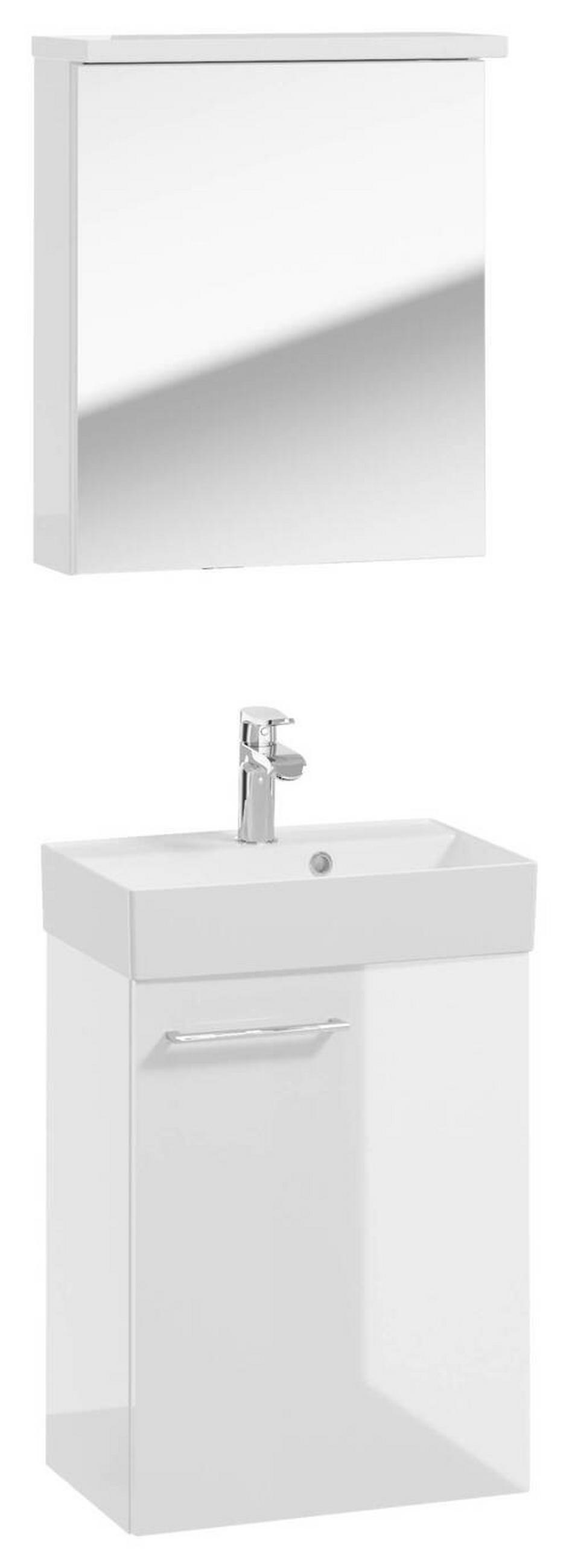 GÄSTEBAD 50 cm  - Weiß Hochglanz/Weiß, Basics, Glas/Keramik (50cm) - MID.YOU