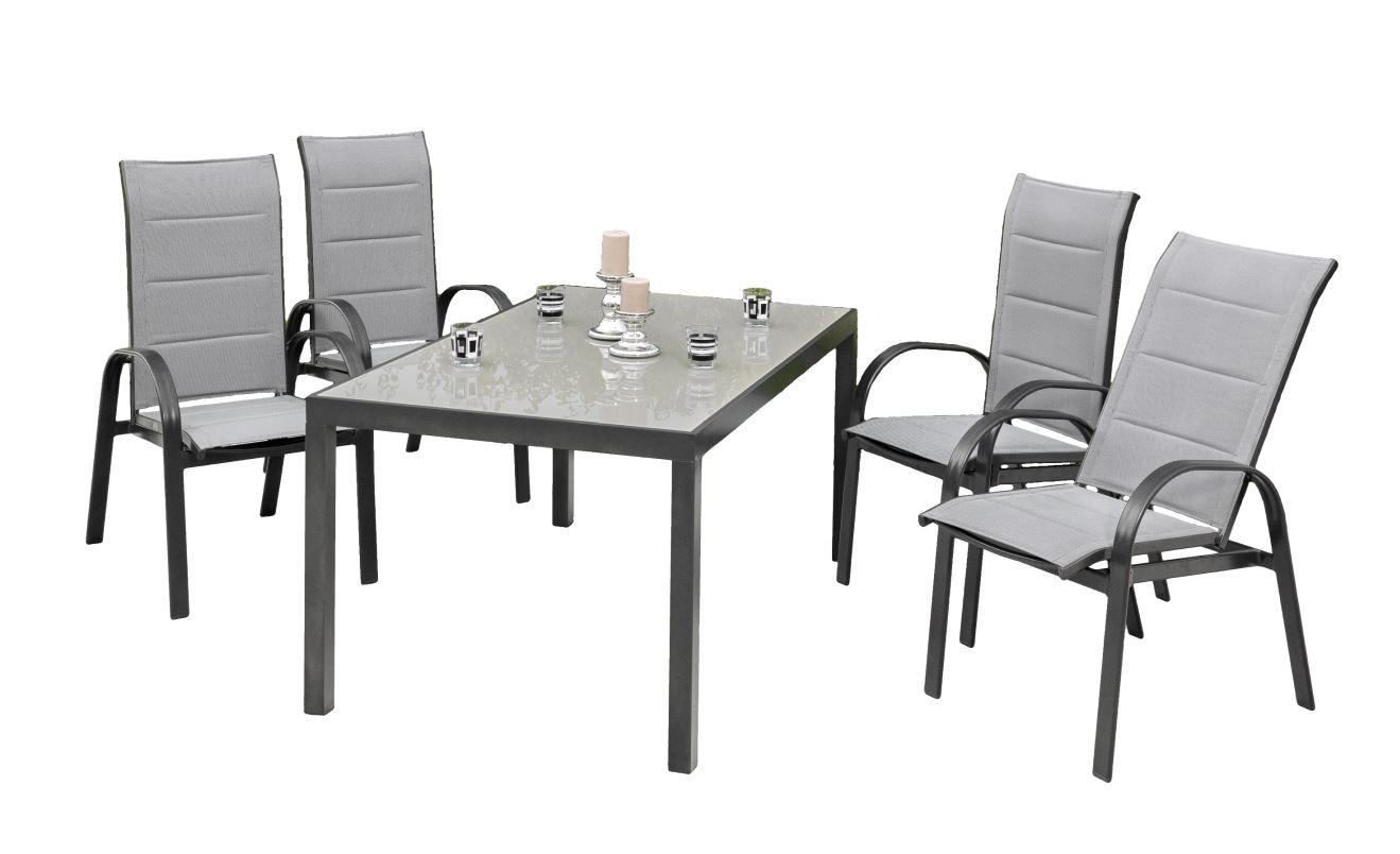 GARTENSET Aluminium  - Graphitfarben/Grau, MODERN, Glas/Textil - Gardenson