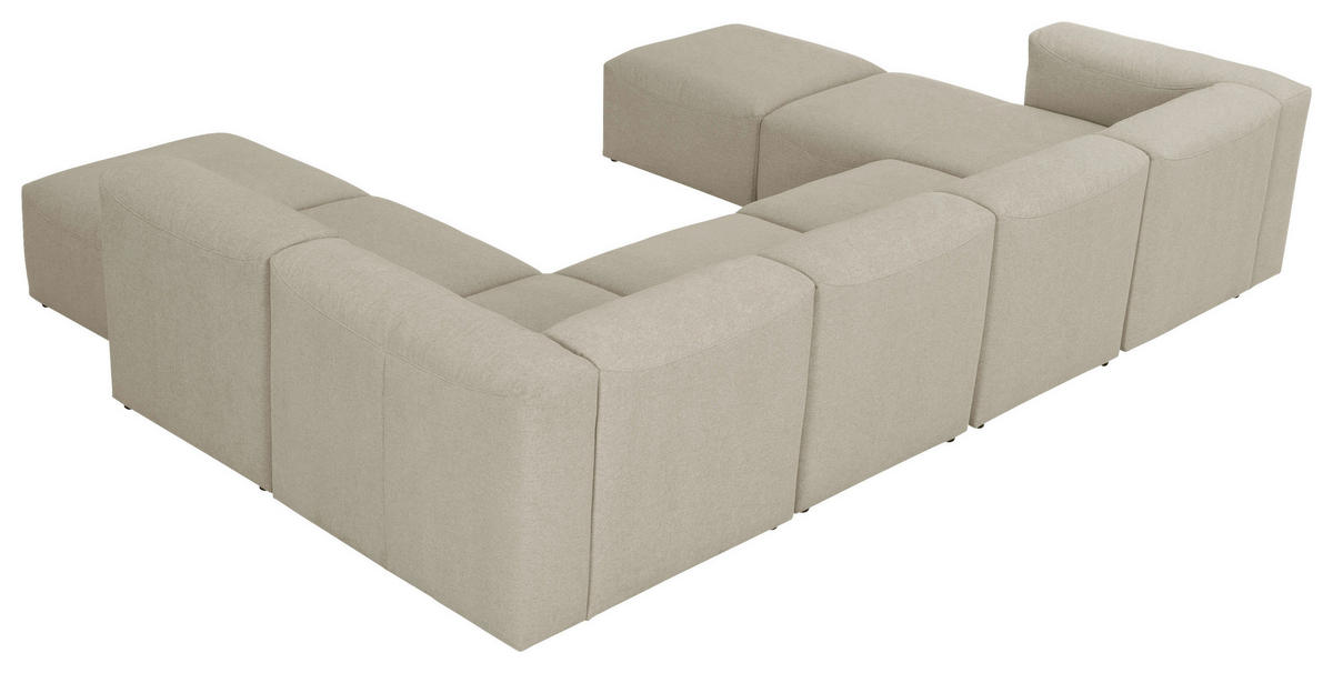 WOHNLANDSCHAFT in Flachgewebe Creme  - Creme, Design, Kunststoff/Textil (235/350/250cm) - Max Winzer