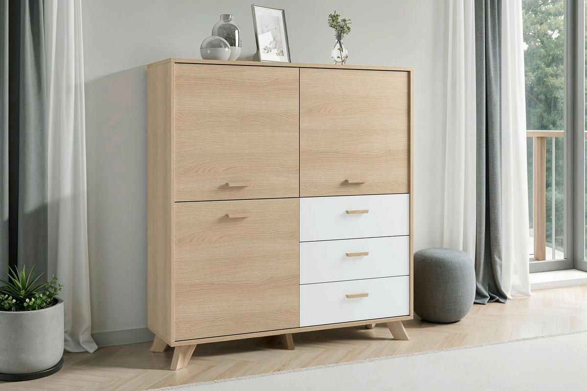 HIGHBOARD  in 120/131/36,5 cm  - Eiche Bianco/Eichefarben, Design, Holz/Holzwerkstoff (120/131/36,5cm) - MID.YOU