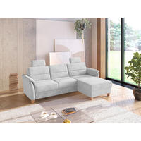 ECKSOFA PALMERA V Silberfarben Flachgewebe Kopfstütze  - Eichefarben/Silberfarben, KONVENTIONELL, Holz/Textil (244/163cm) - Sit & More