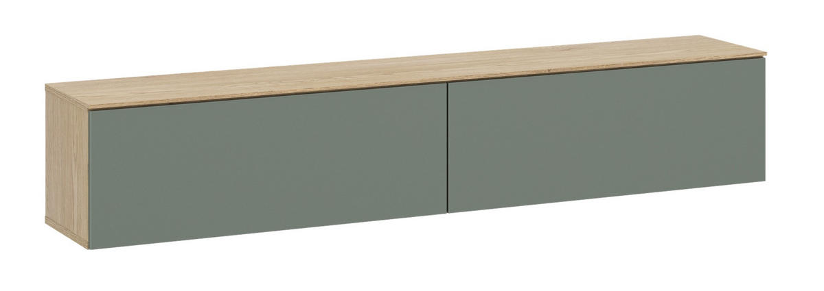 LOWBOARD  160/37,6/35 cm  stehend, hängend  - Eichefarben/Salbeigrün, Design, Holzwerkstoff (160/37,6/35cm) - Livetastic