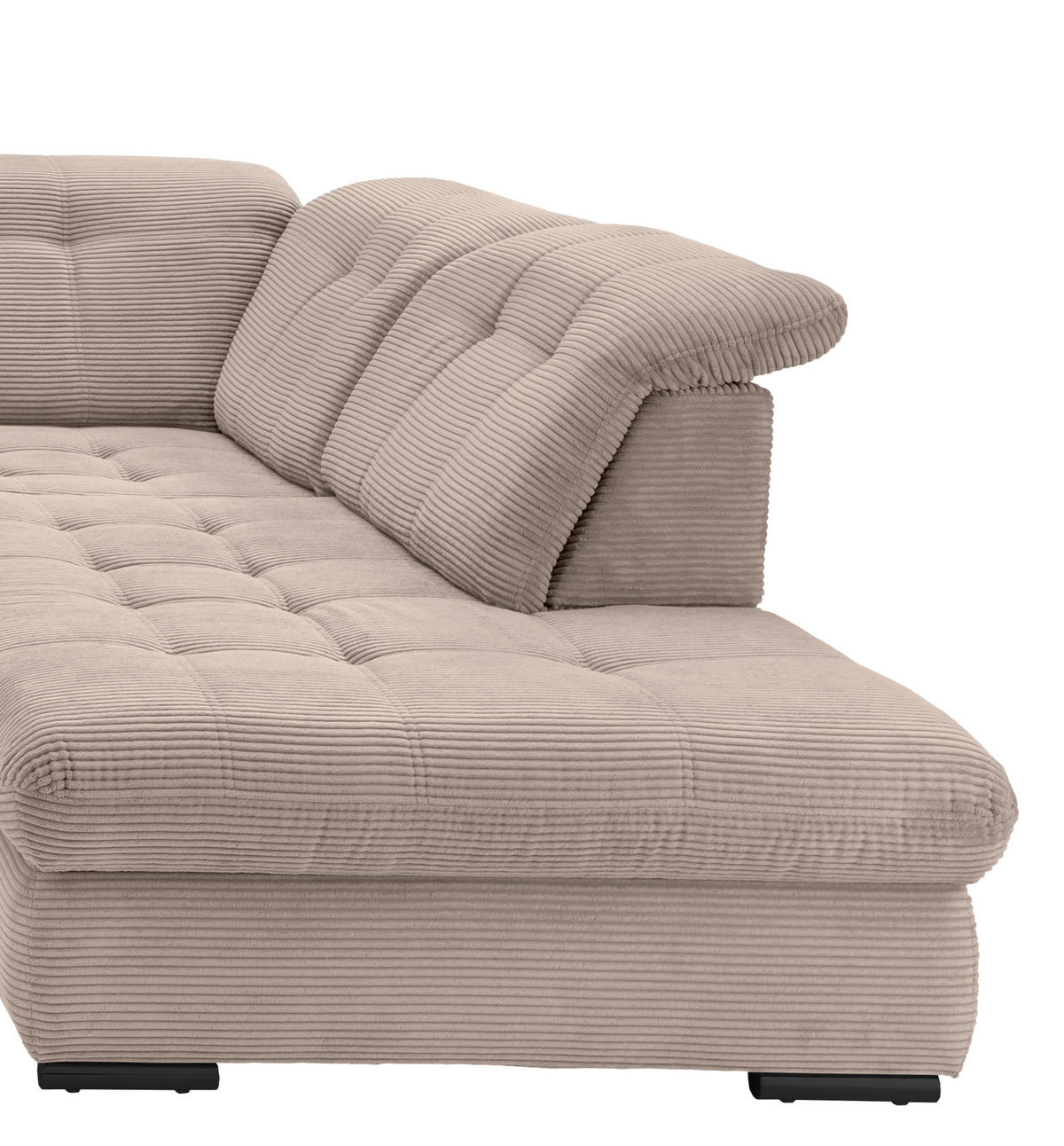 SALON PANORAMIQUE in Cord Beige  - beige/noir, Modern, textile/métal (184/387/252cm) - Livetastic