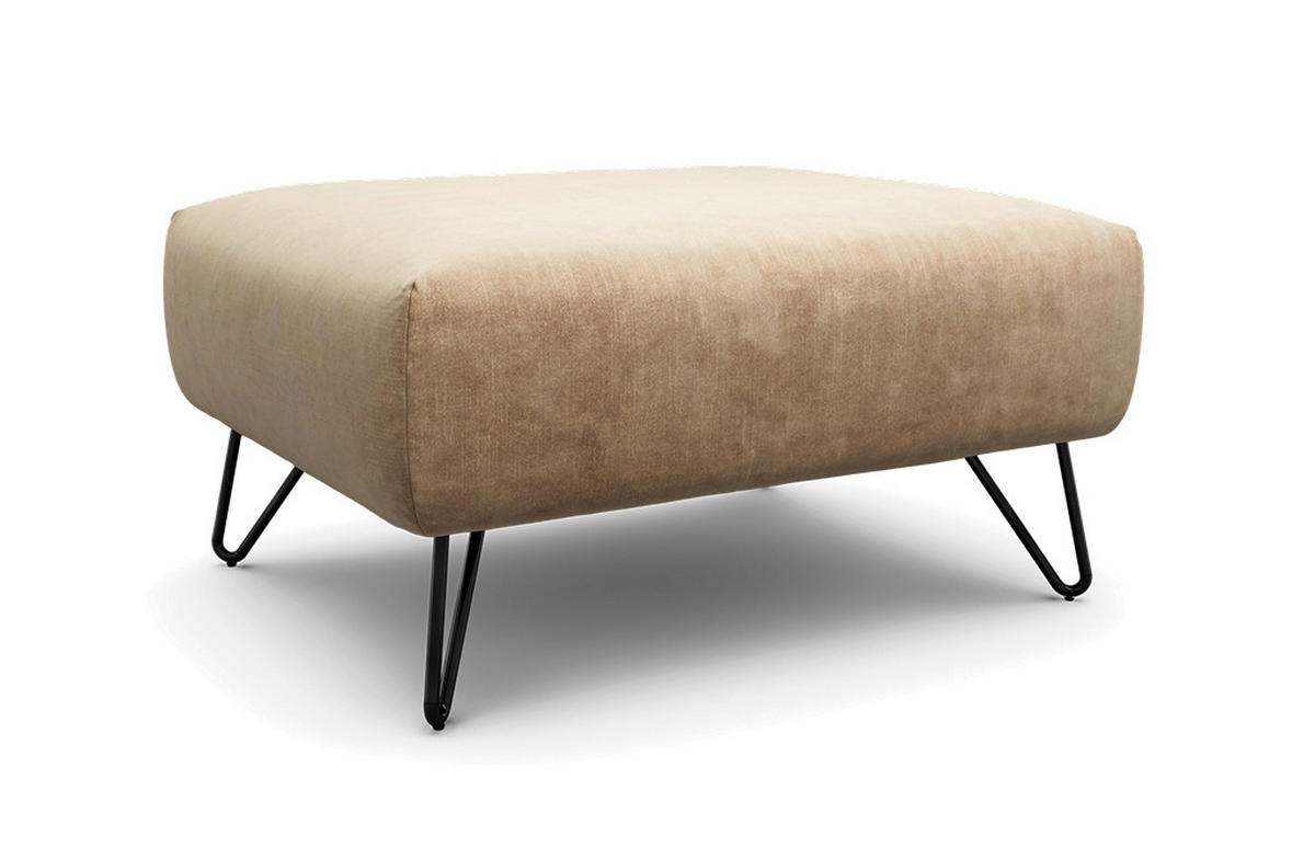 HOCKER Samt Sandfarben  - Sandfarben/Schwarz, Design, Textil/Metall (90/70/46cm) - SENSOO