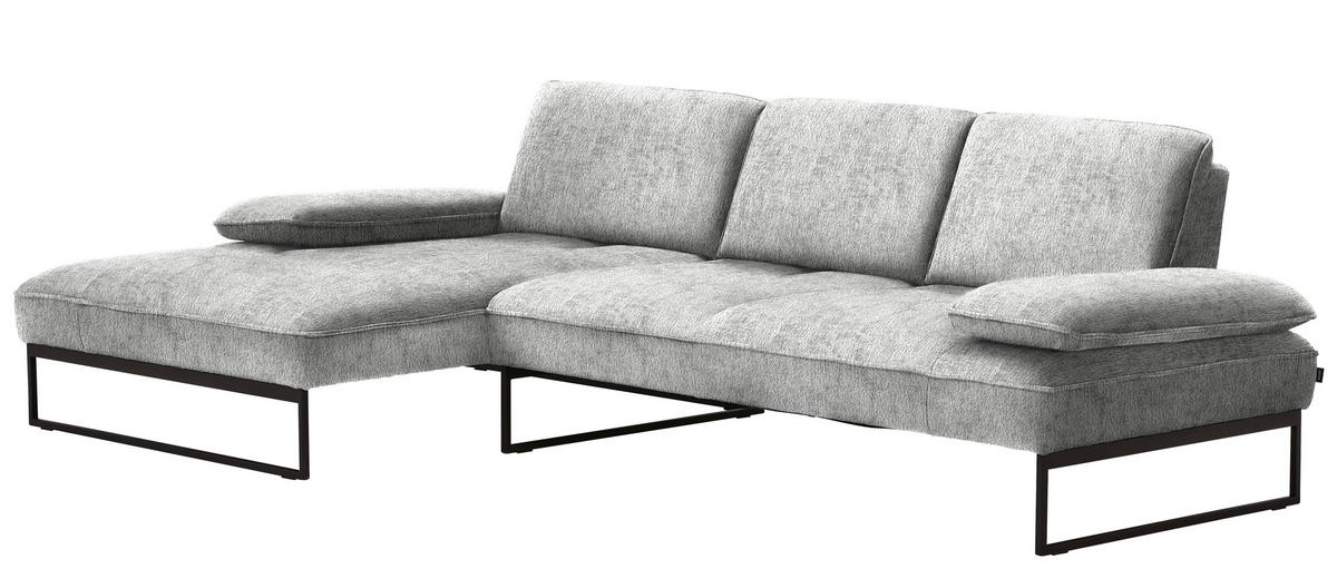 ECKSOFA in Chenille Hellgrau  - Anthrazit/Hellgrau, Design, Textil/Metall (160/310cm) - Joop!