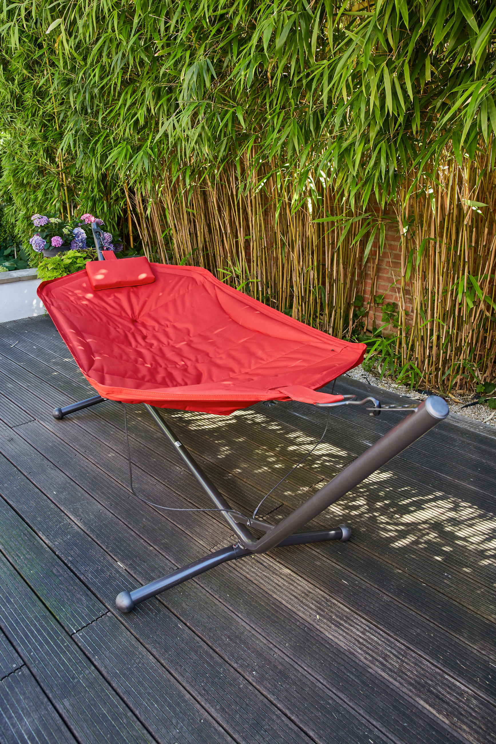 HÄNGEMATTE  - Dunkelgrau/Rot, KONVENTIONELL, Textil/Metall (105/104/305cm) - Siena Garden