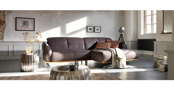 WOHNLANDSCHAFT in Textil Anthrazit, Currygelb - Chromfarben/Currygelb, Design, Textil/Metall (281/186cm) - Hom`in