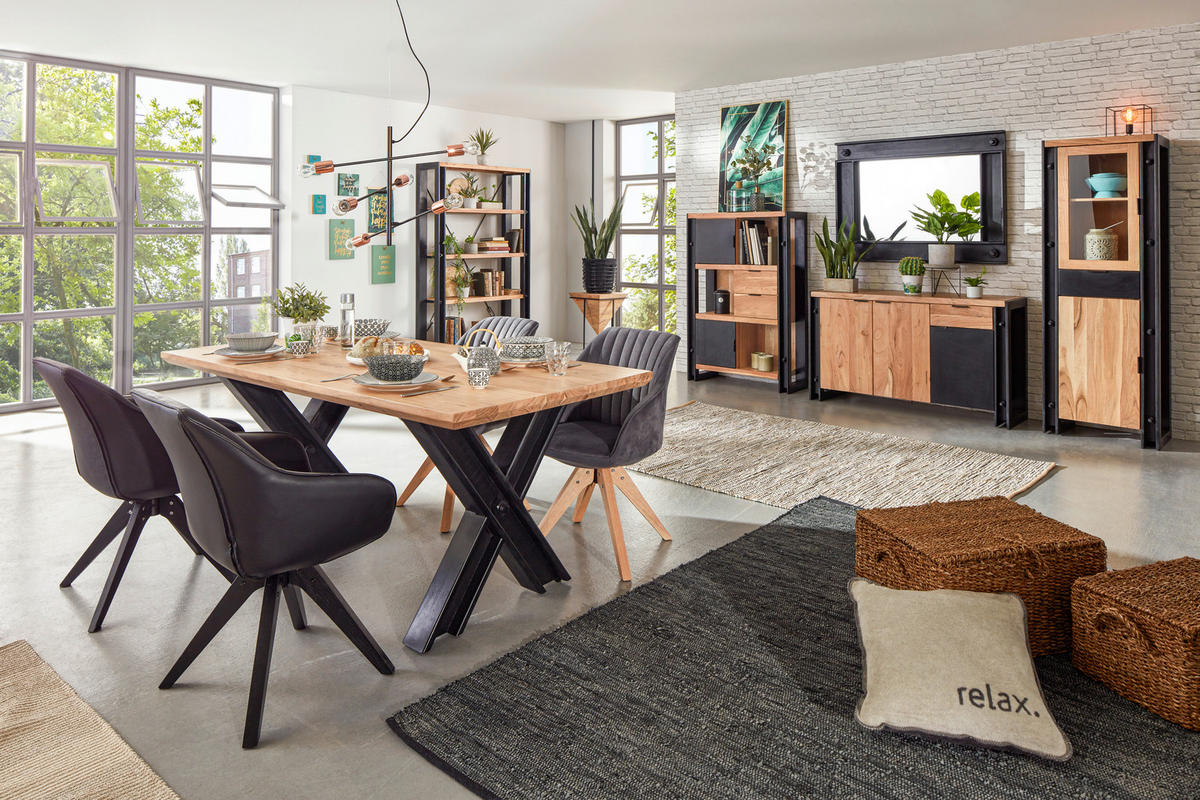 SIDEBOARD 135/80/45 cm  - svart/naturfärgad, Lifestyle, metall/trämaterial (135/80/45cm) - Zandiara
