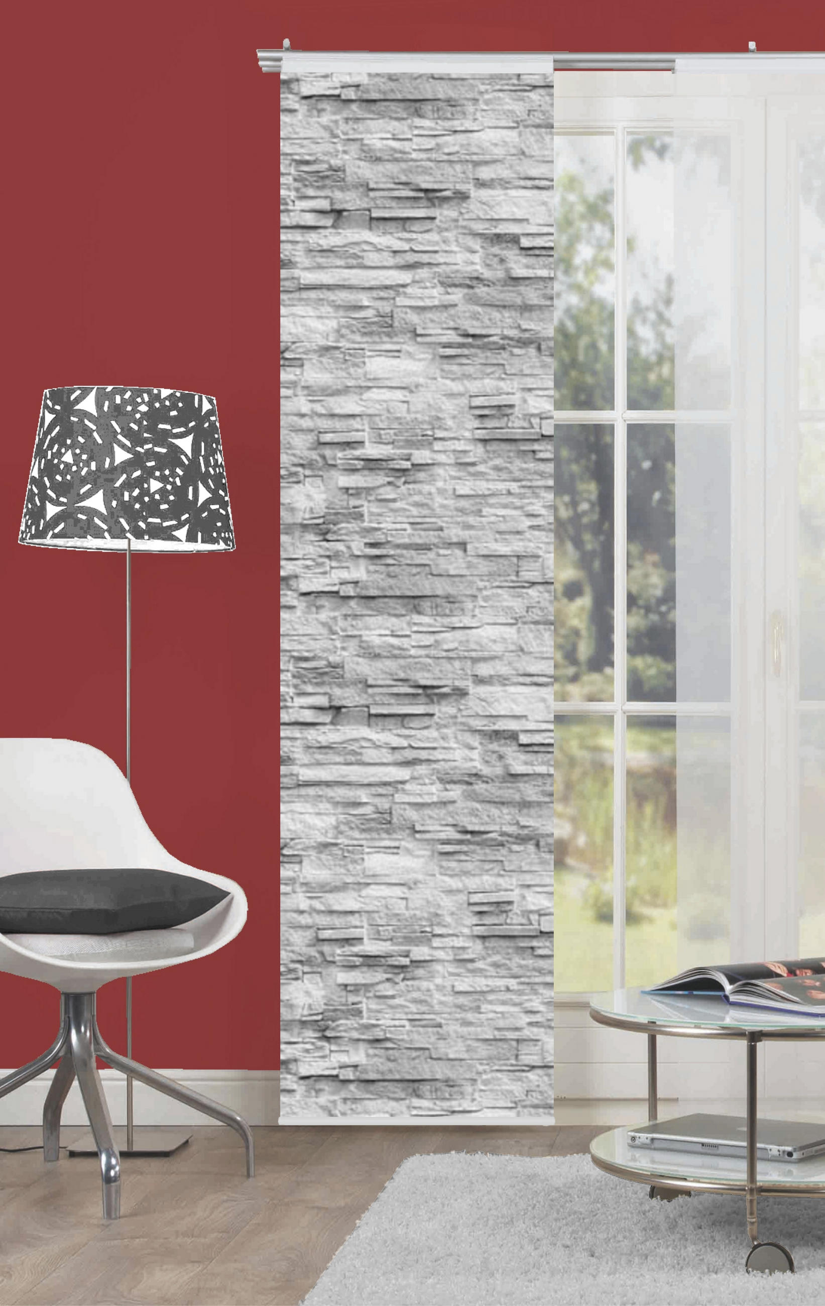 FLÄCHENVORHANG   blickdicht   60/245 cm  - Anthrazit, Design, Textil (60/245cm)