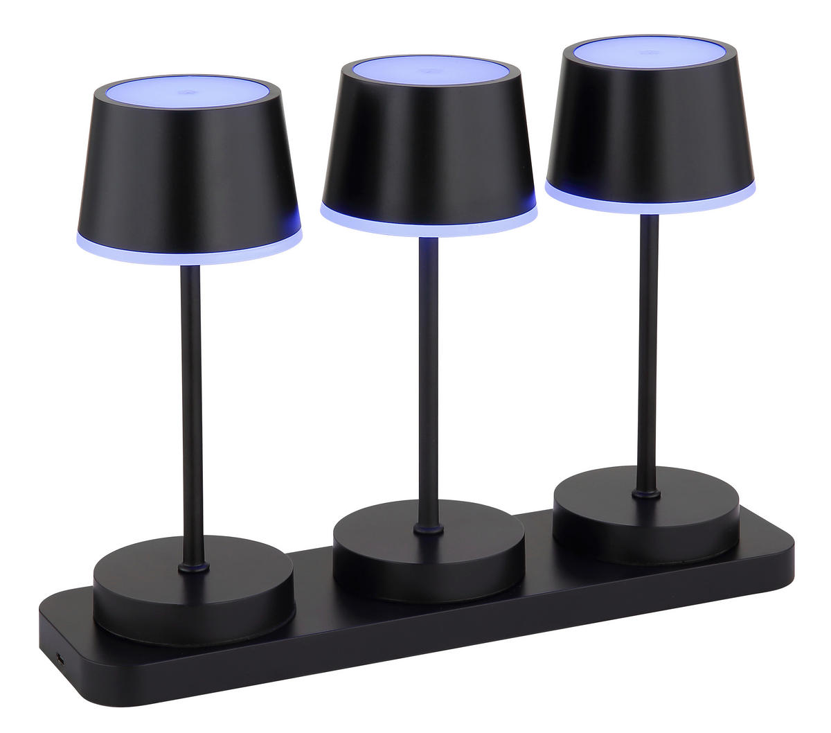 AKKU-TISCHLEUCHTE Dawson 8,3/20 cm  - Opal/Schwarz, Design, Kunststoff/Metall (8,3/20cm) - Globo