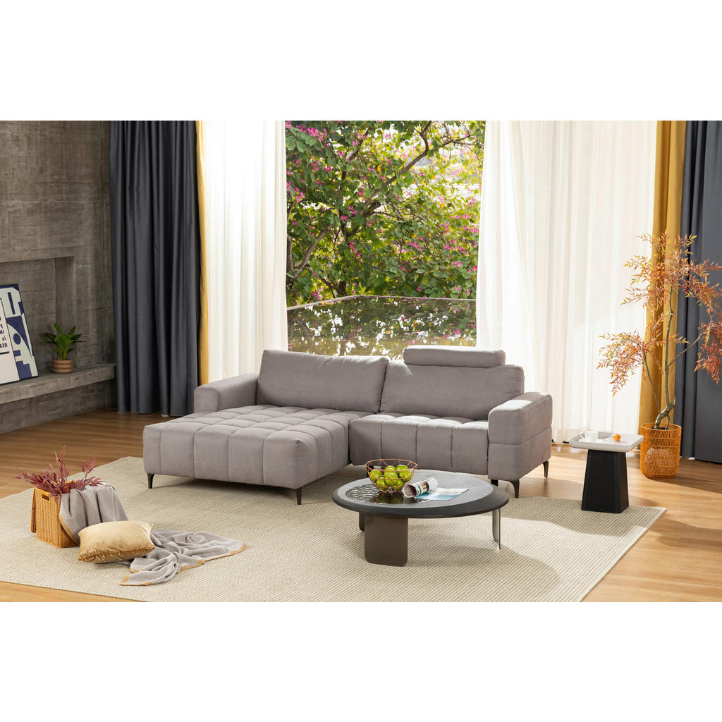 Thumbnail - Livetastic Ecksofa, Hellgrau, Textil, 2-Sitzer, L-Form, Ottomane links, 242x161 cm, USB-Anschluss, motorische Relaxfunkt...