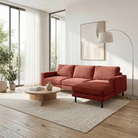 ECKSOFA Rot Cord Bettkasten, Schlaffunktion, Rücken echt  - Rot/Schwarz, Design, Textil/Metall (238/166cm) - Livetastic