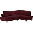 ECKSOFA in Flachgewebe Rot  - Silberfarben/Rot, KONVENTIONELL, Holz/Textil (255/186cm) - Cantus