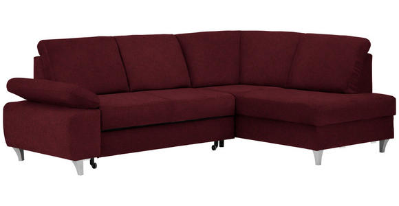 ECKSOFA in Flachgewebe Rot  - Silberfarben/Rot, KONVENTIONELL, Holz/Textil (255/186cm) - Cantus