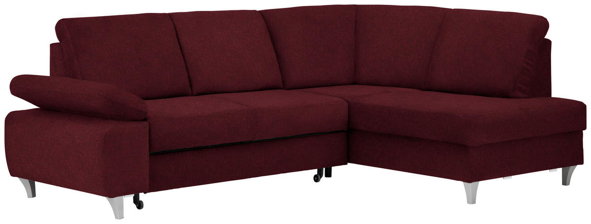 ECKSOFA in Flachgewebe Rot  - Silberfarben/Rot, Konventionell, Holz/Textil (255/186cm) - Cantus