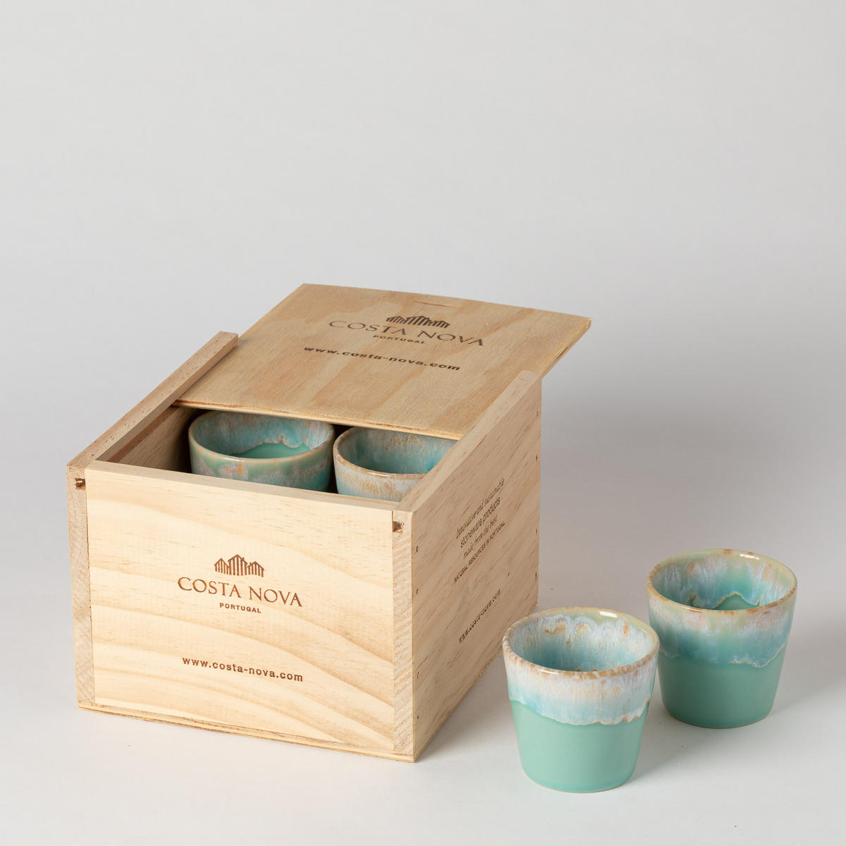 ESPRESSOTASSENSET 80ML GRESPRESSO 8-teilig  - Hellblau, Basics, Holz/Keramik - Costa Nova