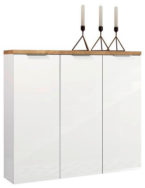 SCHUHSCHRANK Weiß, Eichefarben - Eichefarben/Alufarben, Design, Holzwerkstoff/Kunststoff (120/115/34cm) - Xora