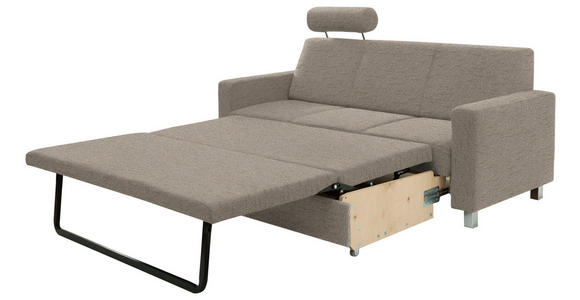 3-SITZER-SOFA in Flachgewebe Creme  - Chromfarben/Creme, Design, Textil/Metall (195/83/85cm) - Xora