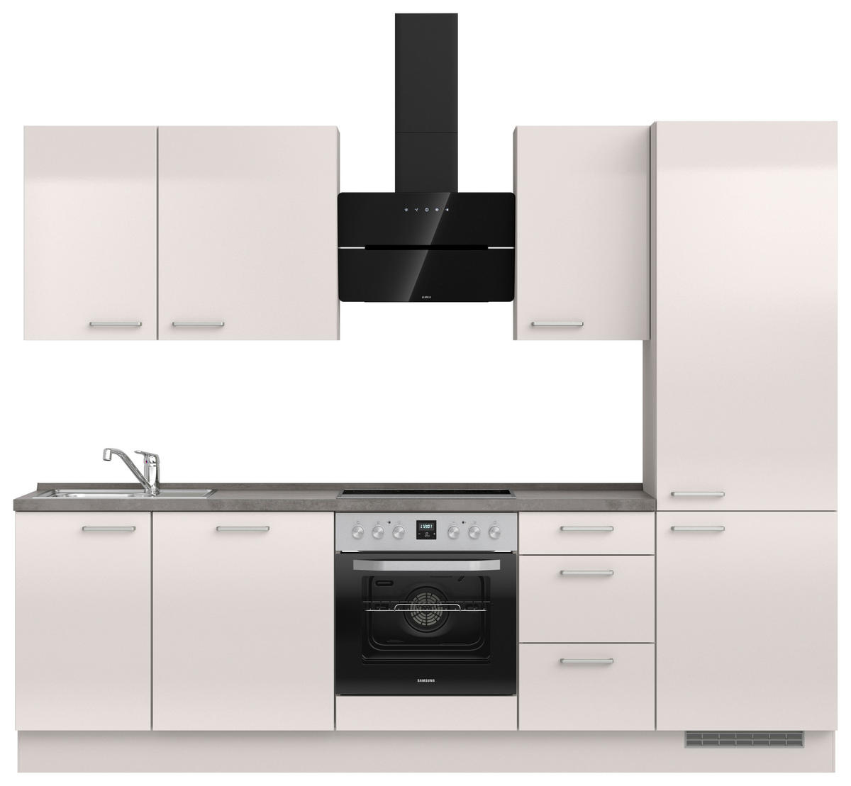 KÜCHENBLOCK Flash 270 cm  in Schieferfarben, Hellgrau  - Schieferfarben/Edelstahlfarben, MODERN, Holzwerkstoff/Metall (270cm) - Nobilia