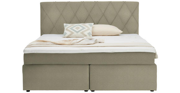 BOXSPRINGBETT 180/200 cm in Beige - Beige/Schwarz, Design, Kunststoff/Textil (180/200cm) - Xora
