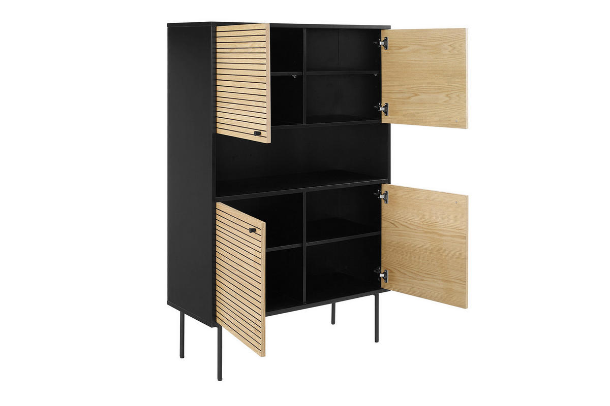 HIGHBOARD  in 100/155/40 cm  - Eichefarben/Schwarz, Design, Holz/Holzwerkstoff (100/155/40cm) - Livetastic