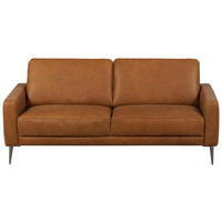 2-SITZER-SOFA SPRING Cognac Echtleder  - Cognac/Schwarzchrom, Design, Leder/Metall (157/85/92cm) - P & B
