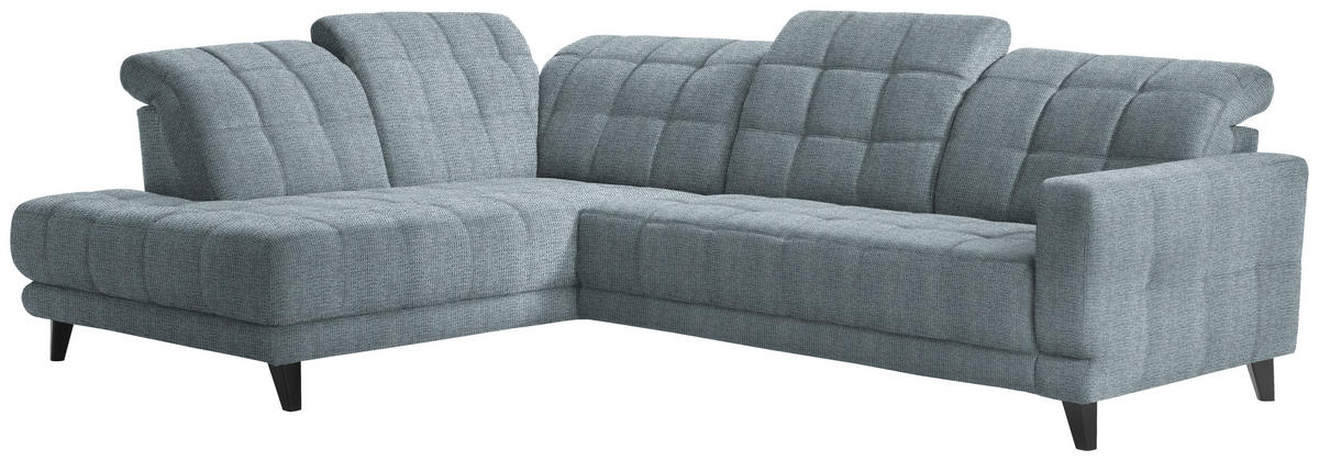ECKSOFA in Webstoff Hellblau  - Schwarz/Hellblau, Design, Holz/Textil (216/302cm) - Xora