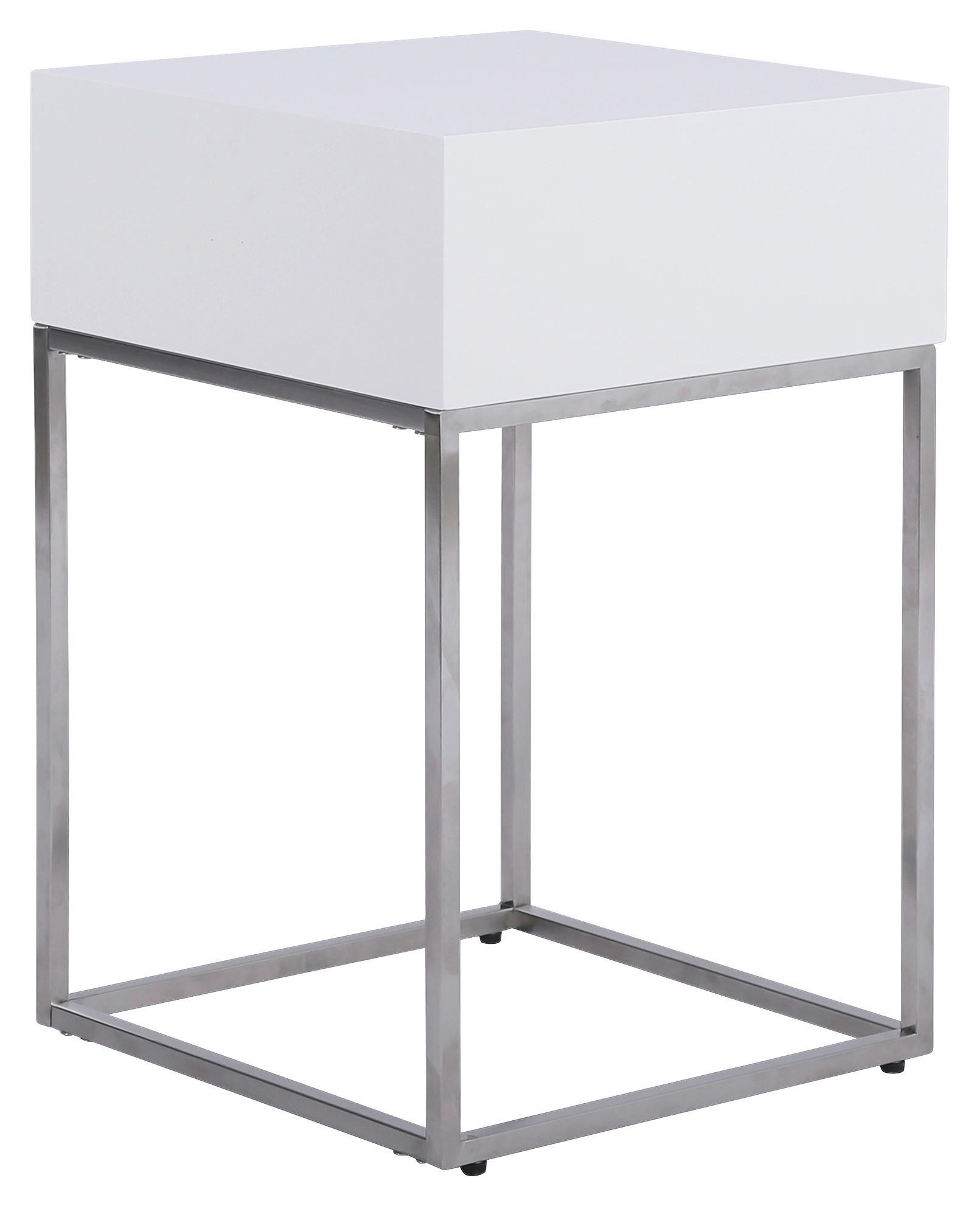 NACHTKÄSTCHEN 40/62/40 cm  in Silberfarben, Weiß  - Silberfarben/Weiß, Basics, Holzwerkstoff/Metall (40/62/40cm) - Xora