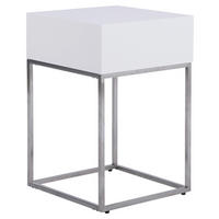 NACHTKÄSTCHEN 40/62/40 cm  in Silberfarben, Weiß  - Silberfarben/Weiß, Basics, Holzwerkstoff/Metall (40/62/40cm) - Xora